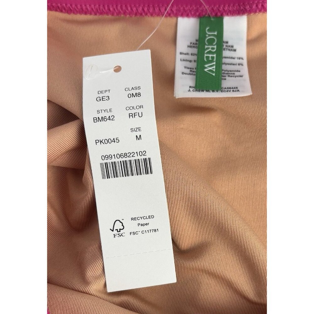 NEW J Crew Hallie Bikini Bottom High Rise Full Coverage M Fuchsia Pink Swim 1425 - Picture 3 of 6